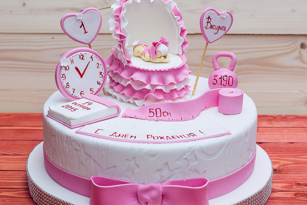 Праздничный торт на первый день рождения девочки