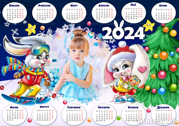 Календарь-плакат с фото №7 с кроликами